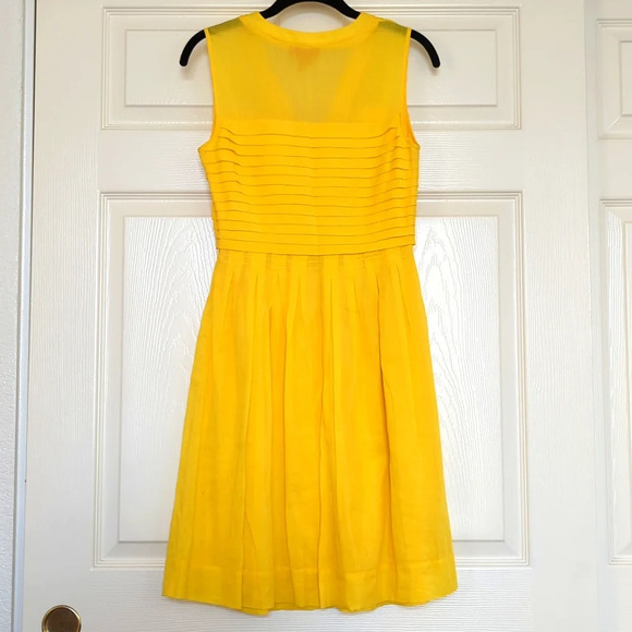 Tory Burch Isobel V Neck Cotton Silk Summer Sun Dress Limoncello Yellow - Picture 5 of 8